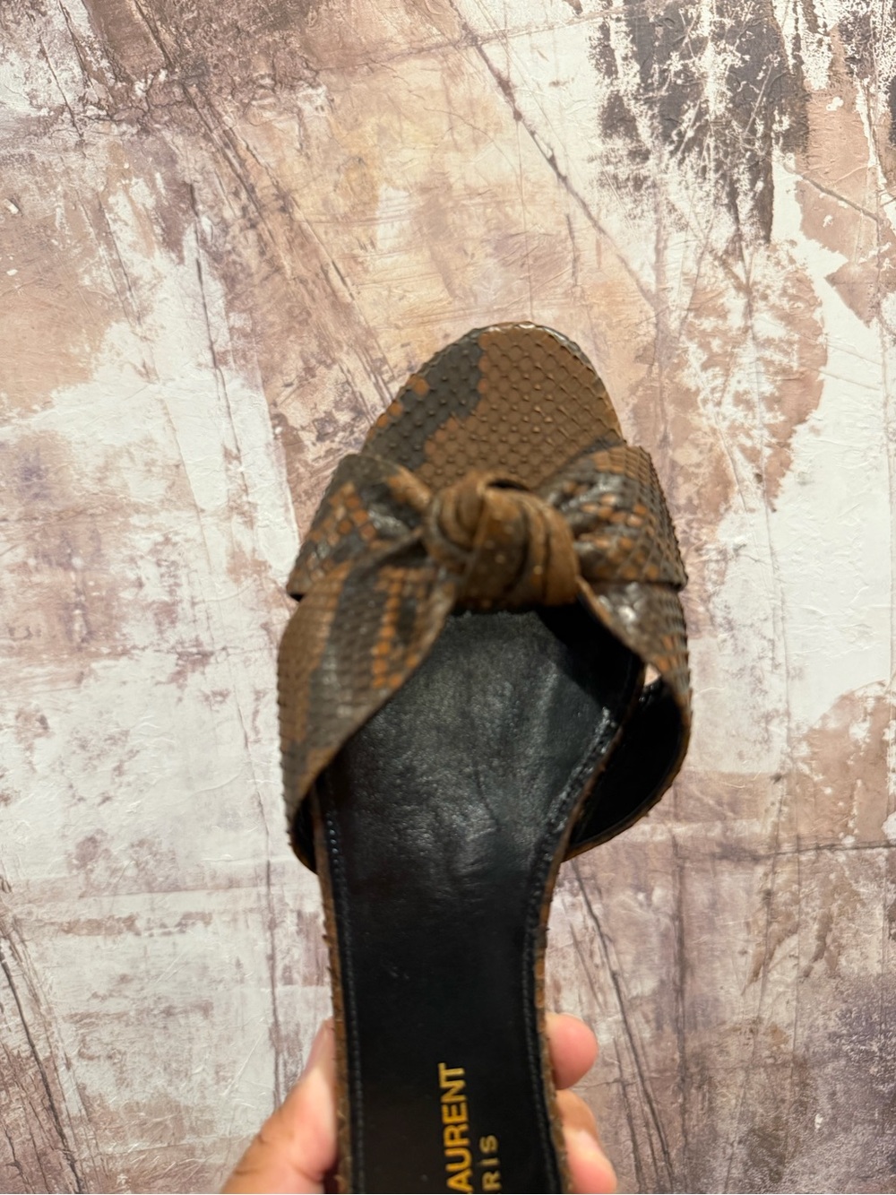 Authentic Yves Saint Laurent Bianca Knot Slides Python  Size 39.5 - Picture 3 of 16